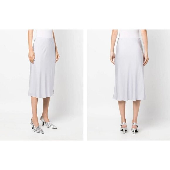 New Theory Size L Slip Skirt in Silk Georgette Light Purple *Stain* - Picture 2 of 11